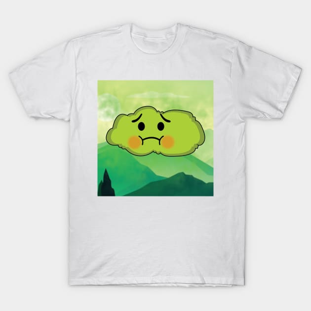 Fantasy Green Cloud With Nausea Face T-Shirt by AqlShop